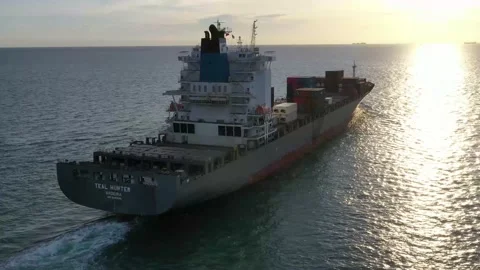 Aerial view by drone container ship Stock-Footage 132617234