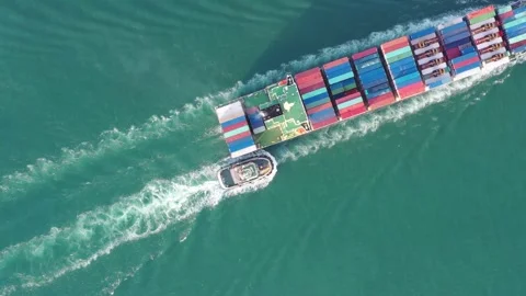 Aerial view by drone container ship Stock-Footage 132617243