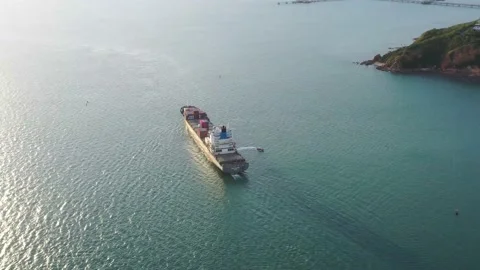 Aerial view by drone container ship Stock-Footage 132617259