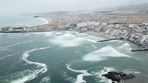 Aerial view with drone of the district of san bartolo next to the sea Vídeos de archivo 143379874