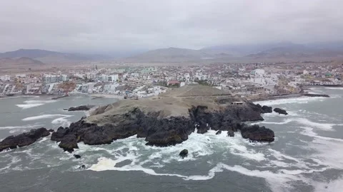 Aerial view with drone of the district of san bartolo in lima, peru 库存影片 143404571