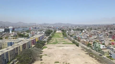 Aerial view with drone entering a large land park and discovering vegetation 動画素材 150309075