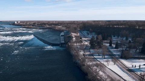 Aerial view from drone exploring surroundings at Niagara Falls, Ontario, Canada Stock-Footage 101533531