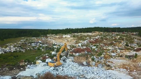 Aerial view. Drone flight over the stone quarry Stock Footage 94599415