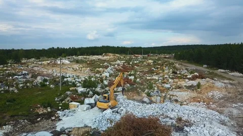 Aerial view. Drone flight over the stone quarry Stock Footage 94599653