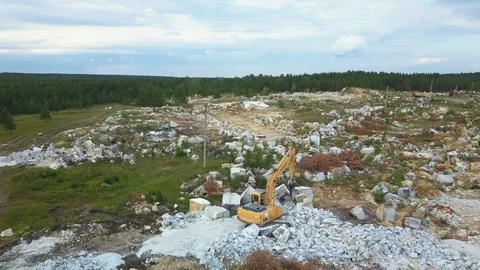 Aerial view. Drone flight over the stone quarry Stock Footage 94599712