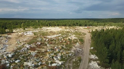 Aerial view. Drone flight over the stone quarry Stock Footage 94599783