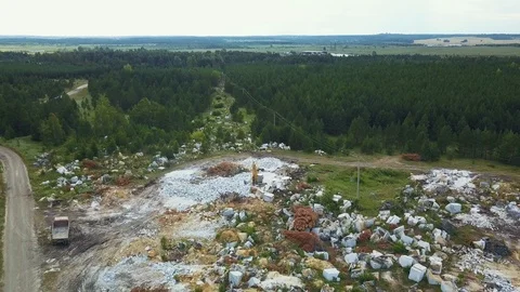 Aerial view. Drone flight over the stone quarry Stock Footage 94600175