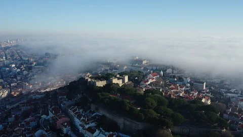 Aerial view; drone flight over the european medieval castle Video stock 105295145