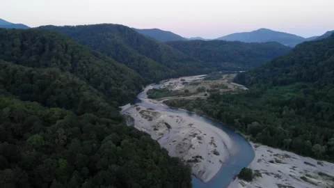 Aerial View Drone Flight Over Fantastic Canyon Mountain River Dramatic Nature Stock Footage 157429495