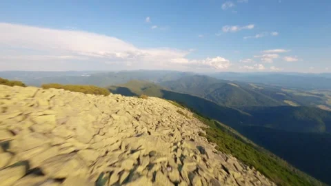 Aerial view drone flight over the top of Mount Khomyak in Gorgany, Carpathians,  Stock Footage 269550616
