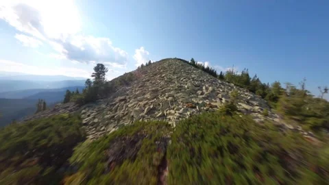Aerial view drone flight over the top of Mount Khomyak in Gorgany, Carpathians,  Stock Footage 272244913