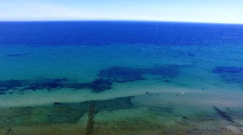 Aerial view  Drone fly Over a beach on the baltic coast in Germany Stock Footage 62927825