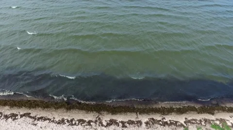 Aerial view Drone fly Over a beach on the baltic coast in Germany Stock Footage 63526642