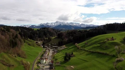Aerial View, Drone Flying In Alpine, Switzerland Video stock 197592672