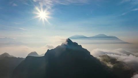 Aerial view from drone flying back from mount Kelud, Java, Indonesia Vídeo Stock 246415860