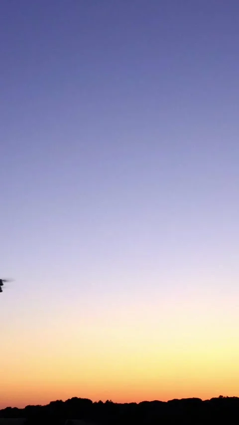 Aerial view of drone flying with digital camera over a field with sunset Stock Footage 320413499