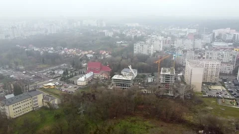 Aerial view of the drone flying of the old city of Lviv, Ukraine Stock Footage 145208206