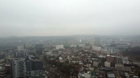 Aerial view of the drone flying of the old city of Lviv, Ukraine Stock Footage 145208392