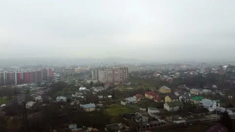 Aerial view of the drone flying of the old city of Lviv, Ukraine Stock Footage 145208658