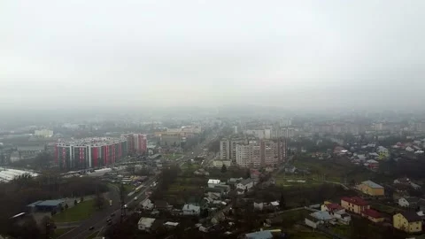 Aerial view of the drone flying of the old city of Lviv, Ukraine Stock Footage 145208961