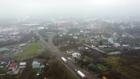 Aerial view of the drone flying of the old city of Lviv, Ukraine Stock Footage 145209563