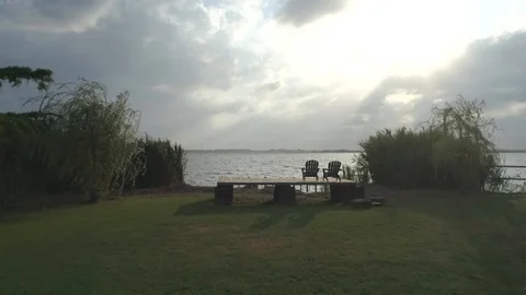 Aerial view with drone - Flying over Massaciuccoli lake in Tuscany Stock Footage 99340351