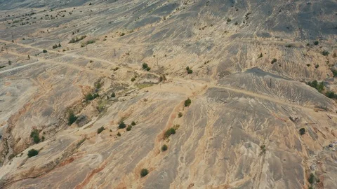 Aerial view; drone flying over the polluted mountain Stock Footage 112787494