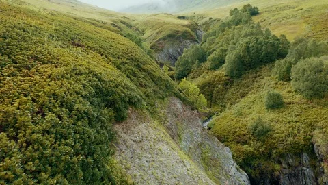Aerial view; drone flying over beautiful river canyon Stock Footage 119004280