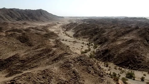 Aerial view from a drone flying over Wadi Massal Stock Footage 152698967