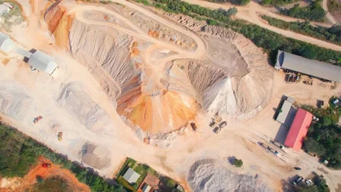 Aerial view from a drone flying over a quarry Stock Footage 225388937