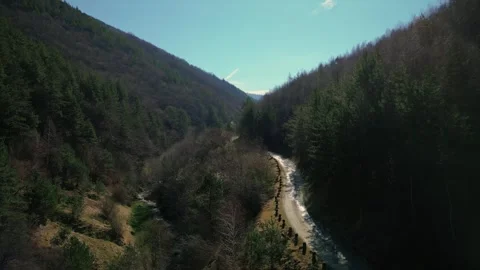 Aerial view from drone flying over Cindrel Mountains in Sibiu, Romania Stock Footage 270049872