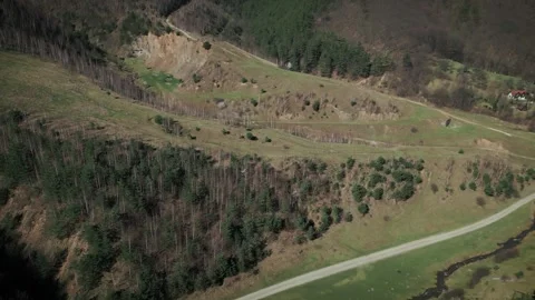 Aerial view from drone flying over green hills in Cindrel Mountains, Romania Stock-Footage 270049880