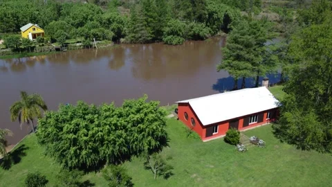 Aerial view of a drone flying over an abandoned hotel in Cordoba, Argentina Stock Footage 275205440