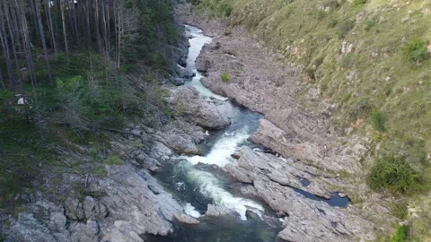 Aerial view of drone flying over river in cordoba, argentina Stock Footage 275205924