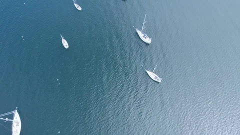 Aerial View, drone flying over a Sailboat in Scotland,  peaceful and pictur.. Stock Footage 278009405