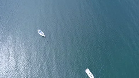 Aerial View, drone flying over a Sailboat in Scotland,  peaceful and pictur.. Stock Footage 278009504