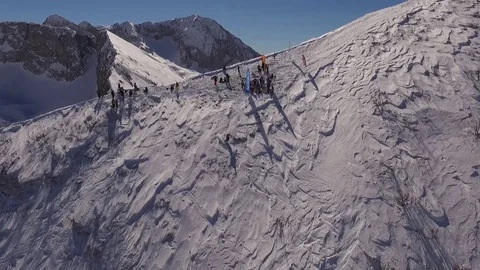 Aerial view with drone - Freeride skiing and snowboarding - Falling skier Stock Footage 101685007