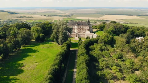 Aerial view from drone to The Historic Castle Stock Footage 114751925