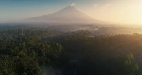 Aerial view drone hyper lapse.scenic jungle waterfall in East Jawa, Tumpak Sewu Stock Footage 279138370