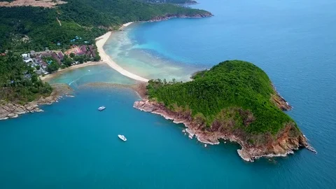 Aerial view from the drone on the islandKoh Ma,path from koh Phangan,Thailand Stockbeeldmateriaal 77680376