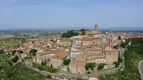 Aerial View Drone La Valle Verde in the town of Castiglion Fiorentino in Tuscany Stock-Footage 147047844