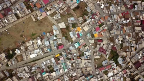 Aerial view from drone looking down on the city of Huaras with houses with Stock Footage 164563675