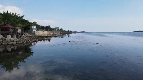 Aerial View Drone Low Flight Over A Beach, Drone Footage Stock Footage 236746000