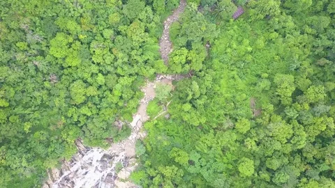 Aerial view from a drone of Mae Ya Waterfall, Chiang Mai, Thailand Stock Footage 78250841