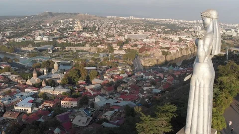Aerial view from drone to Monument Mother of Georgia (Kartlis Deda) Stock-Footage 101874414