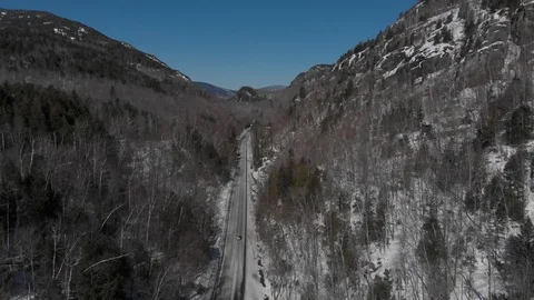 Aerial view drone of a mountain road in the Adirondack in New York state Stock Footage 105016989