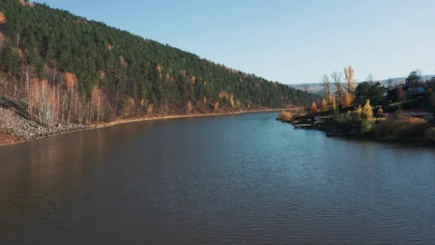 Aerial view; drone moving backward over the river rapids Stock Footage 117863115