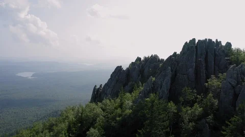 Aerial view. drone moving forward near rocky cliff Stock Footage 114164109