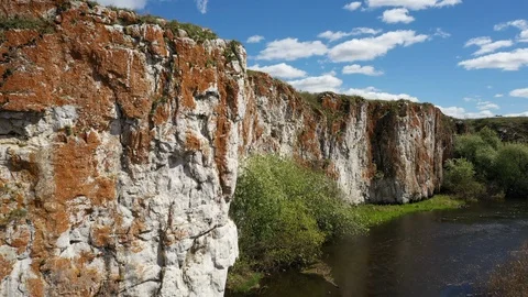Aerial view; drone moving over the beautiful river canyon Video stock 109328648